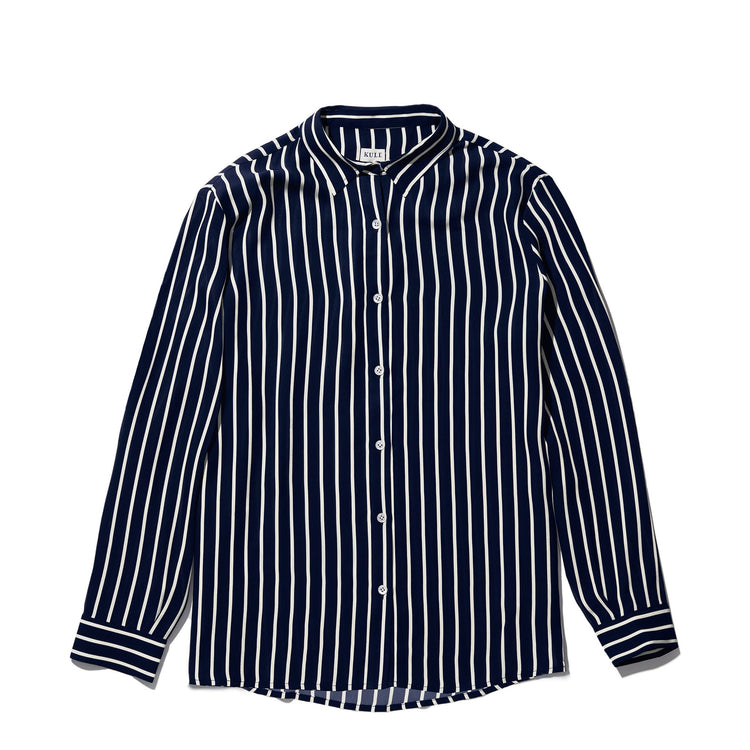 The Women’s Silk Ponza Shirt in Navy & Cream