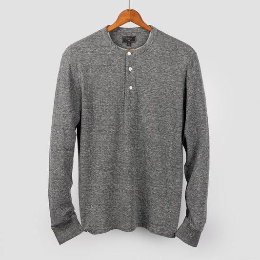 Fields Double Knit Henley in Grey Heather