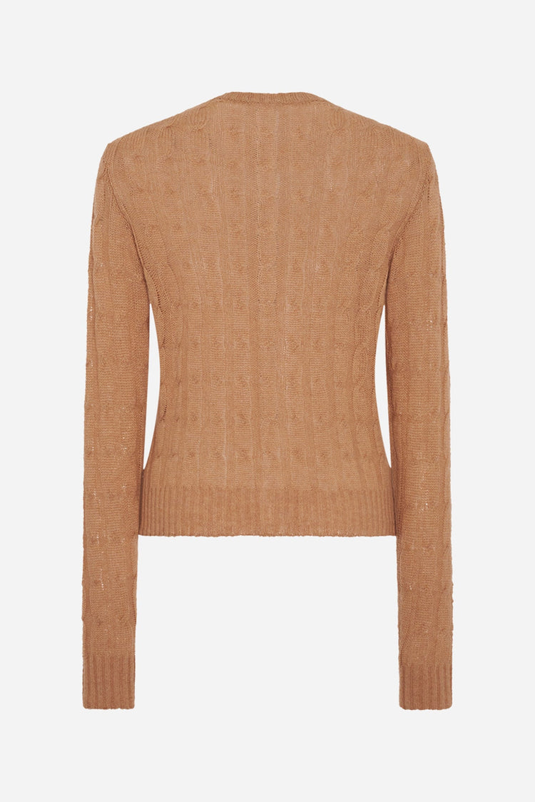 Margaux Cable-Knit Cardigan in Camel