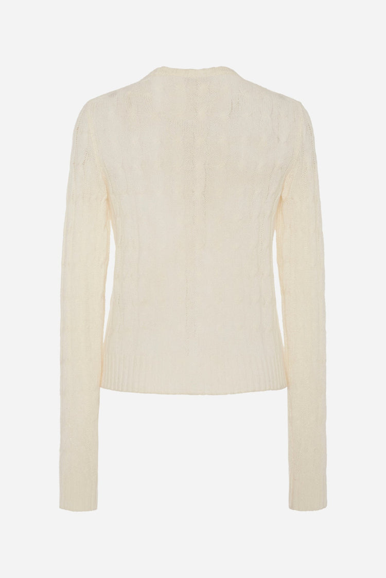 Margaux Lightweight Cable-Knit Cardigan in Ivory