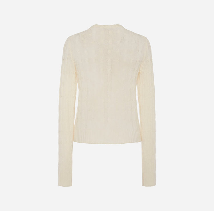 Margaux Lightweight Cable-Knit Cardigan in Ivory
