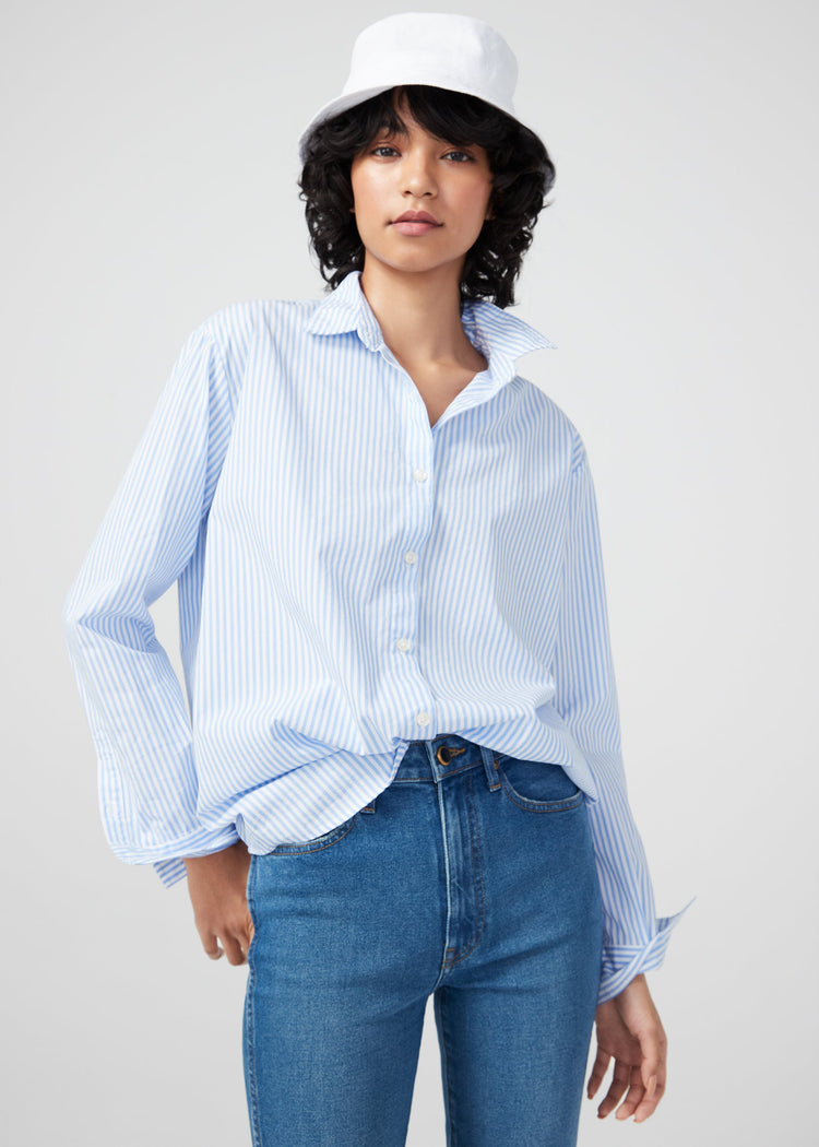 The Women’s Hutton Oversized Shirt in White & Sky