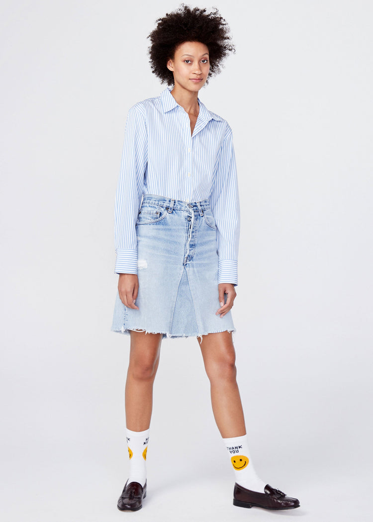 The Women’s Hutton Oversized Shirt in White & Sky