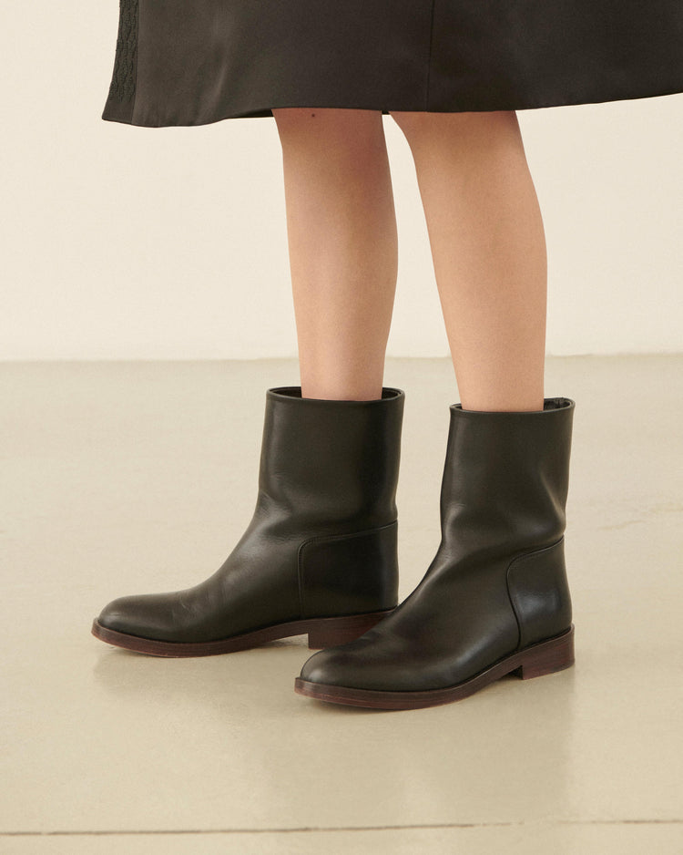 Margaux Leather Ankle Boots in Black