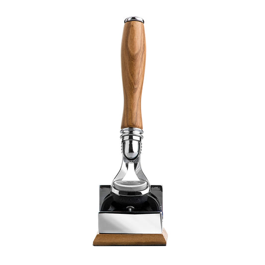 Olive Wood Fusion Razor and Base
